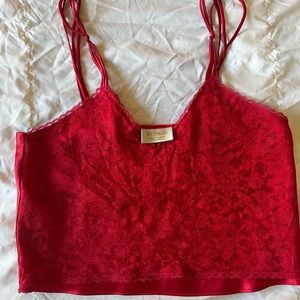 Vintage Gold Label Victoria’s Secret Red Lace Crop Top